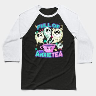 Cute Kawaii Teacup Full of Anxiety Anxietea Pastel Goth Baseball T-Shirt